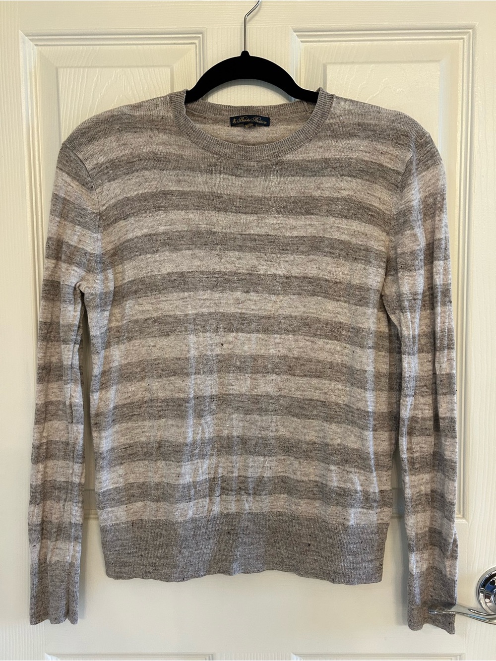 Brooks Brothers women’s linen Striped Crewneck Sweater  (Bin A-023)
